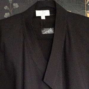 Black stretch open front jacket